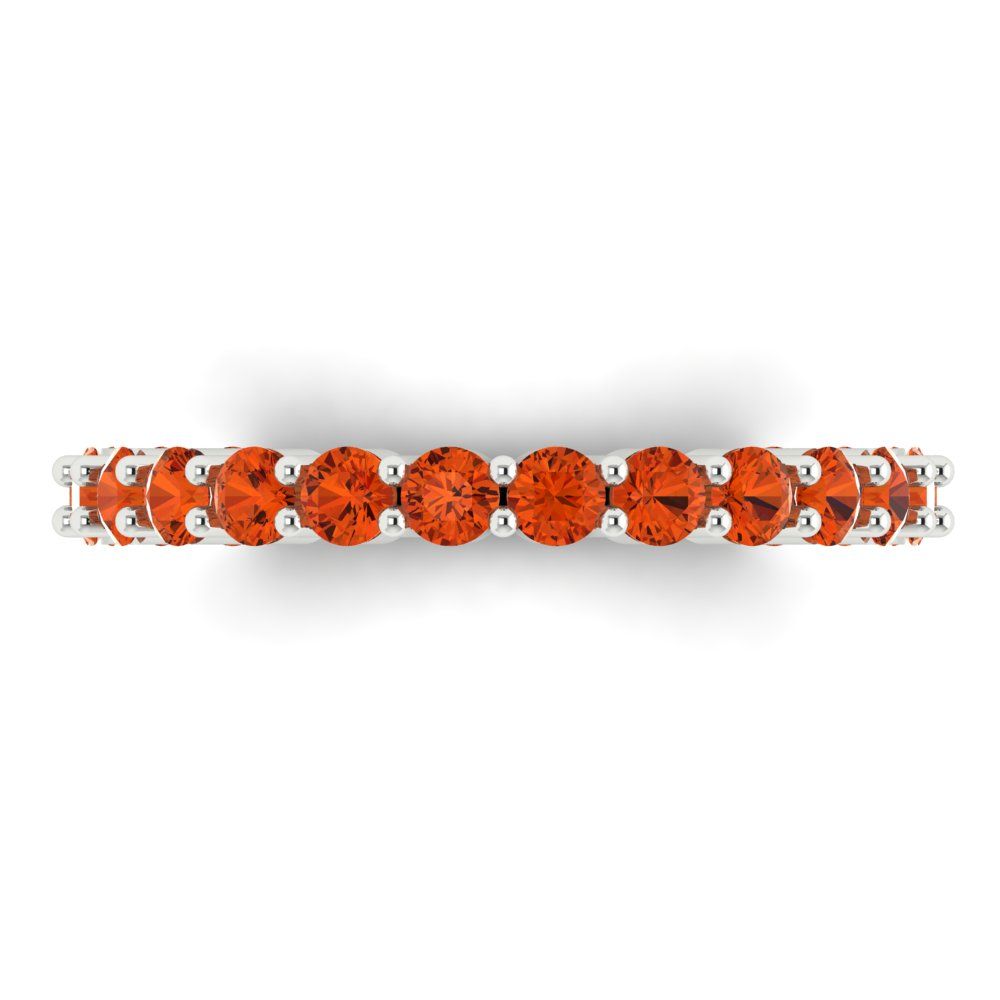 1.2 cttw Simulated Red Diamond Round Cut White Gold Eternity Wedding Band
