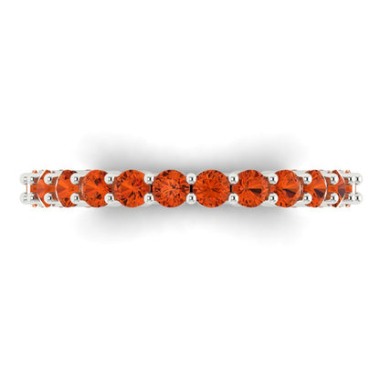 1.2 cttw Simulated Red Diamond Round Cut White Gold Eternity Wedding Band