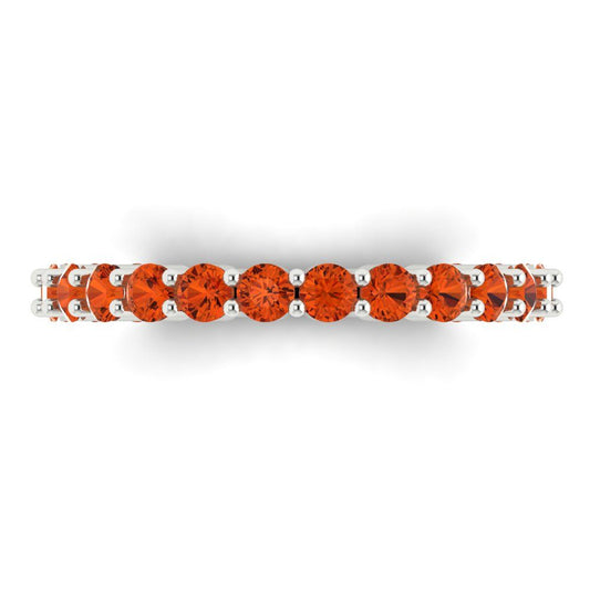 1.2 cttw Simulated Red Diamond Round Cut White Gold Eternity Wedding Band