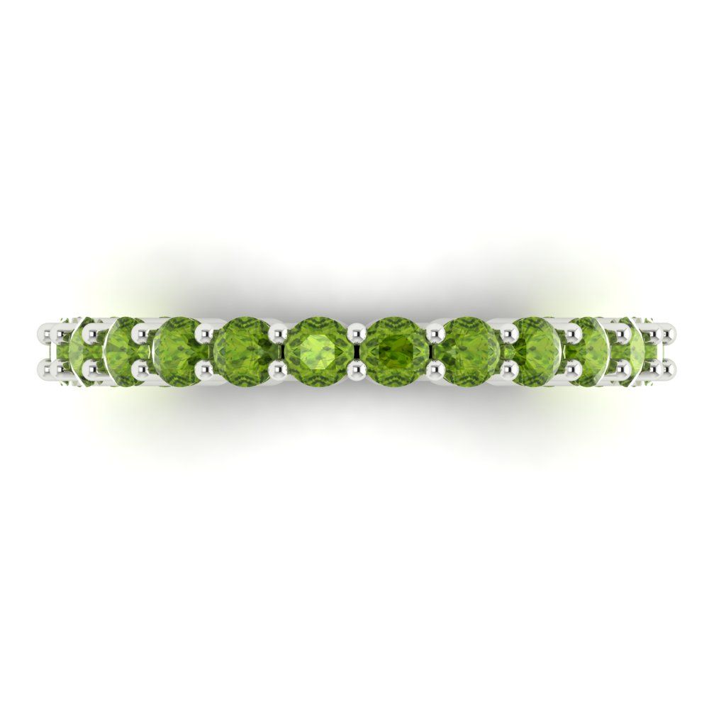 1.2 cttw Natural Peridot Round Cut White Gold Eternity Wedding Band