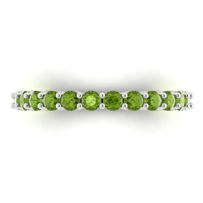 1.2 cttw Natural Peridot Round Cut White Gold Eternity Wedding Band