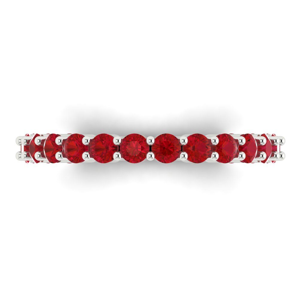 1.2 cttw Simulated Pink Tourmaline Round Cut White Gold Eternity Wedding Band