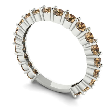 1.2 cttw Simulated Champagne Diamond Round Cut White Gold Eternity Wedding Band