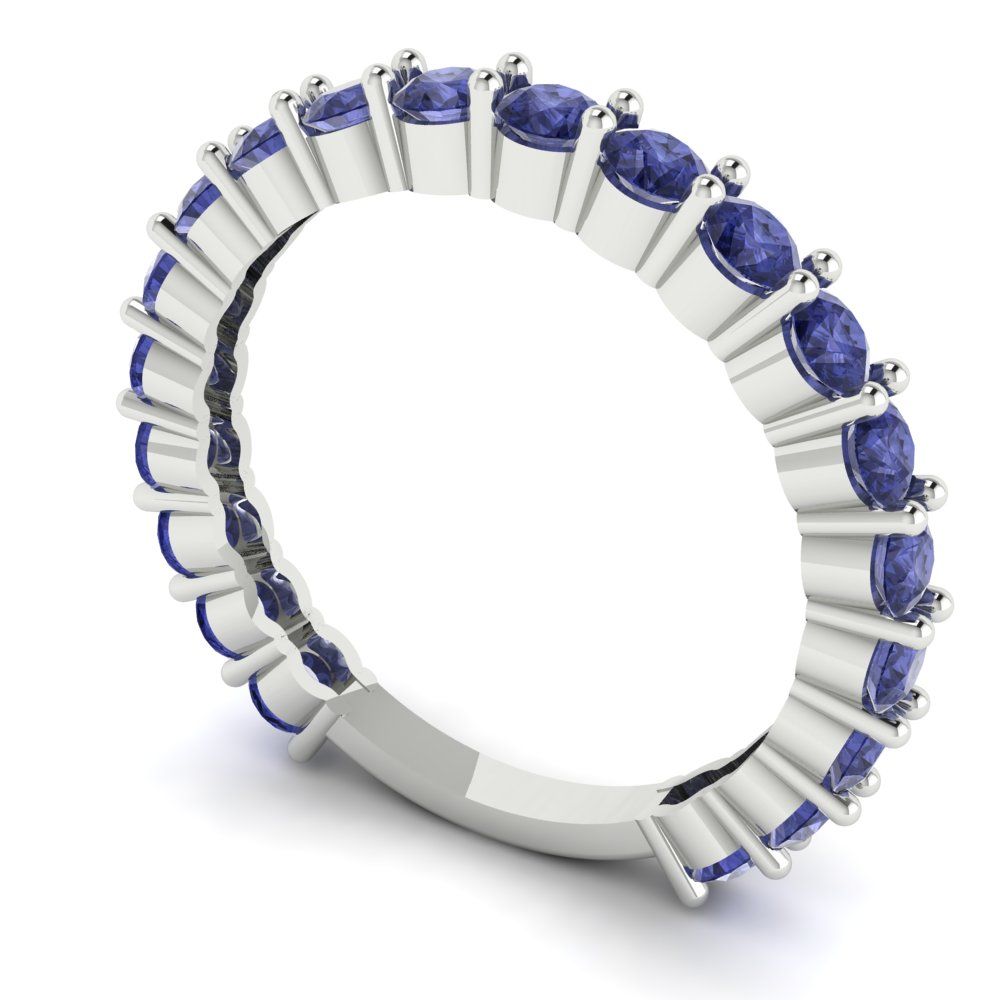 1.2 cttw Simulated Tanzanite Round Cut White Gold Eternity Wedding Band