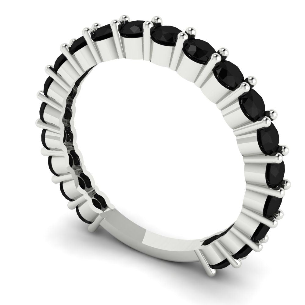 1.2 cttw Natural Onyx Round Cut White Gold Eternity Wedding Band