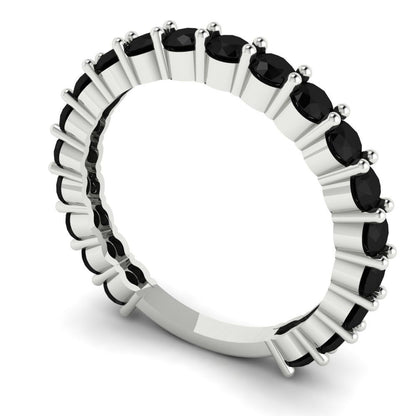 1.2 cttw Natural Onyx Round Cut White Gold Eternity Wedding Band