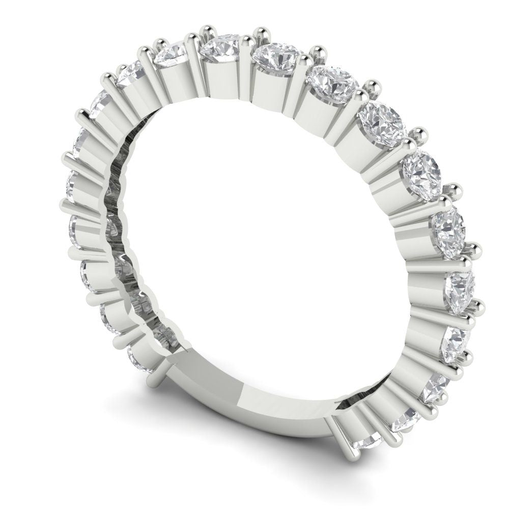 1.2 cttw White Sapphire Round Cut White Gold Eternity Wedding Band