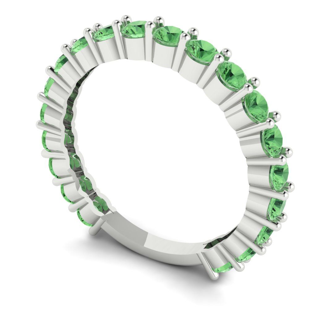 1.2 cttw Simulated Green Diamond Round Cut White Gold Eternity Wedding Band