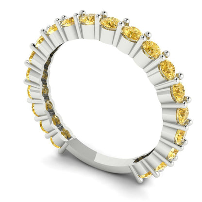 1.2 cttw Simulated Yellow Diamond Round Cut White Gold Eternity Wedding Band