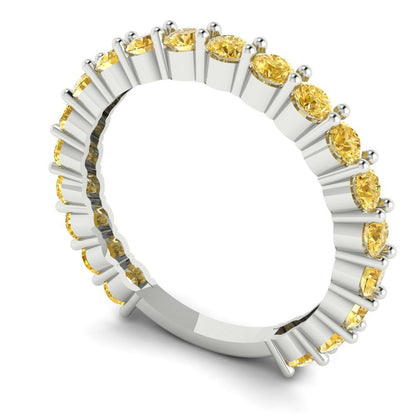 1.2 cttw Natural Citrine Round Cut White Gold Eternity Wedding Band