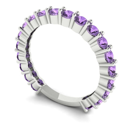 1.2 cttw Simulated Alexandrite Round Cut White Gold Eternity Wedding Band