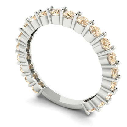 1.2 cttw Natural Morganite Round Cut White Gold Eternity Wedding Band
