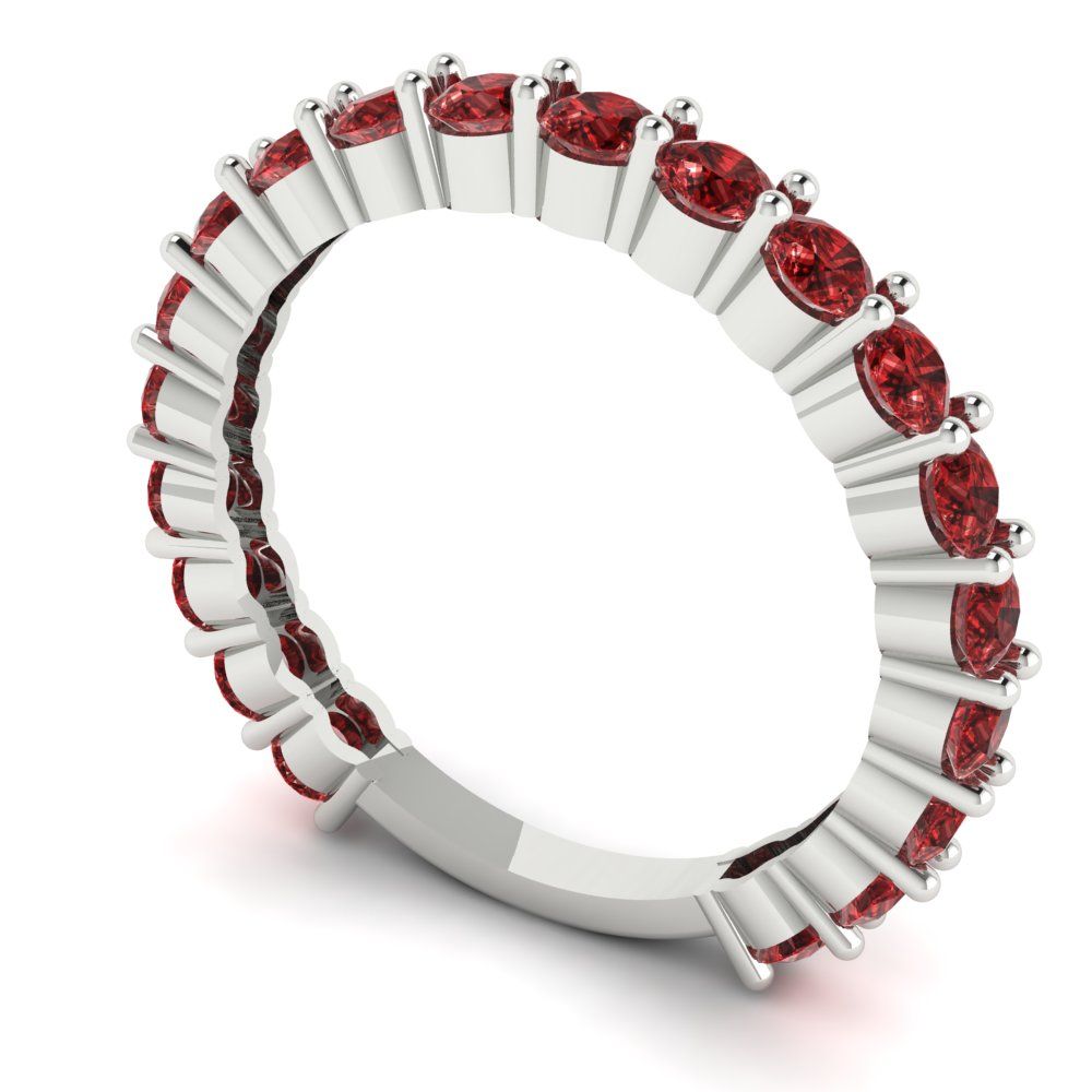 1.2 cttw Natural Garnet Round Cut White Gold Eternity Wedding Band