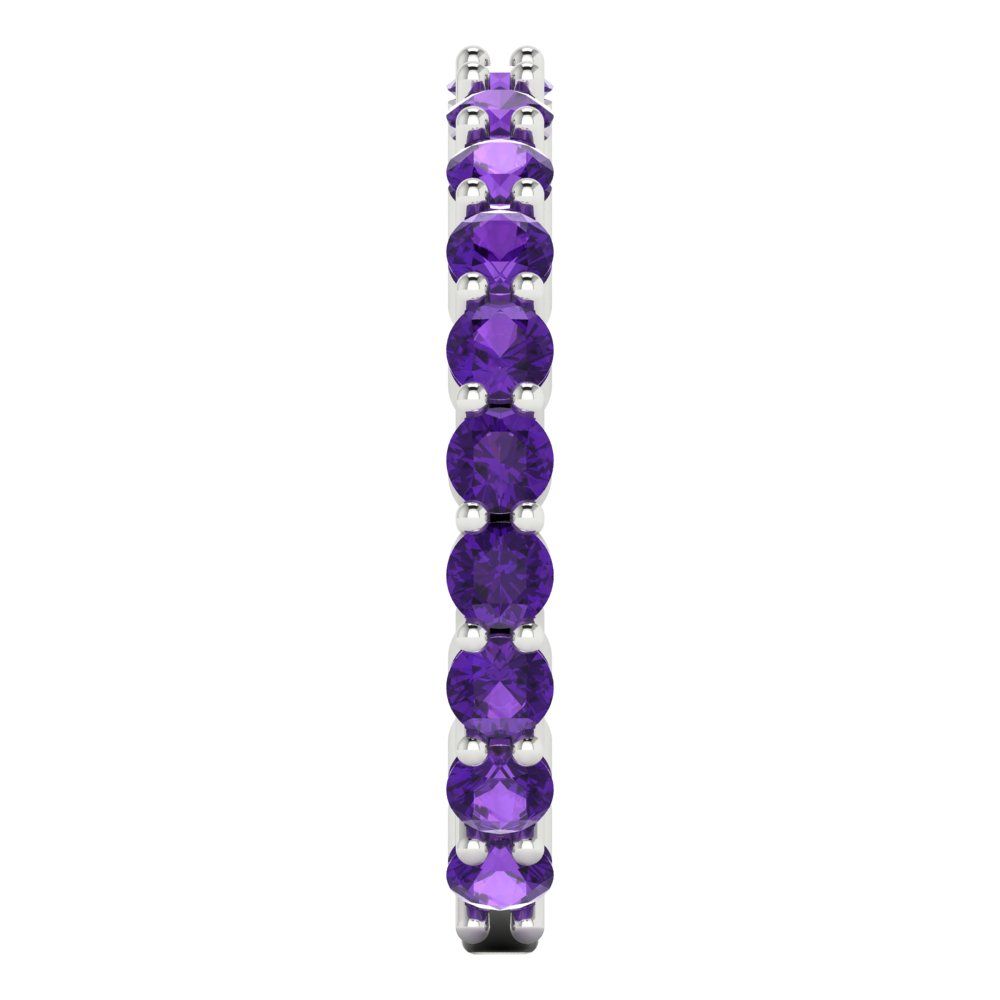 1.2 cttw Natural Amethyst Round Cut White Gold Eternity Wedding Band