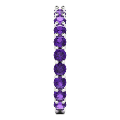 1.2 cttw Natural Amethyst Round Cut White Gold Eternity Wedding Band