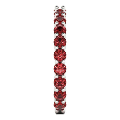1.2 cttw Natural Garnet Round Cut White Gold Eternity Wedding Band
