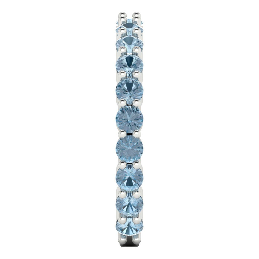 1.2 cttw Natural Swiss Blue Topaz Round Cut White Gold Eternity Wedding Band
