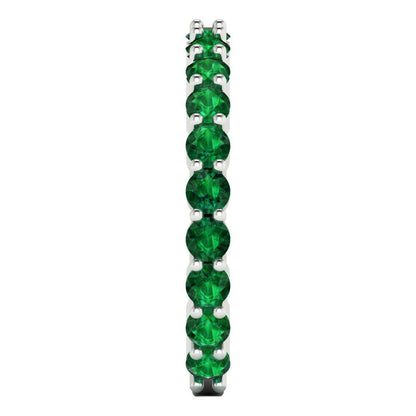 1.2 cttw Simulated Emerald Round Cut White Gold Eternity Wedding Band