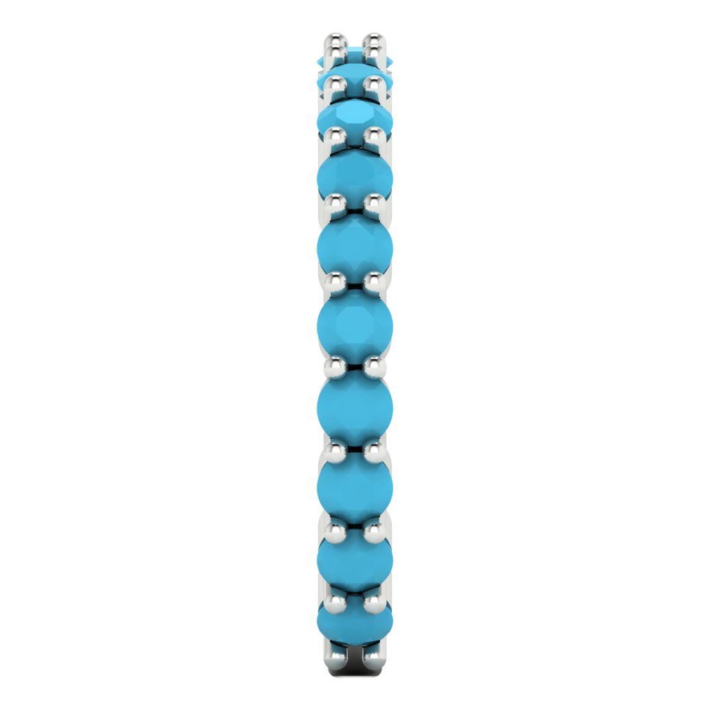 1.2 cttw Simulated Turquoise Round Cut White Gold Eternity Wedding Band