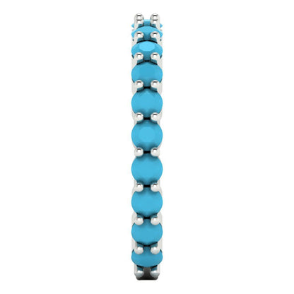 1.2 cttw Simulated Turquoise Round Cut White Gold Eternity Wedding Band