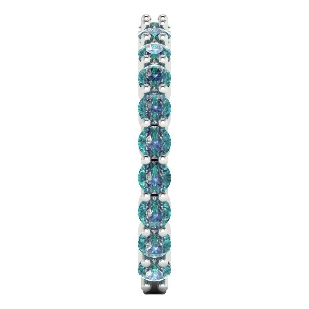 1.2 cttw Blue Moissanite Round Cut White Gold Eternity Wedding Band