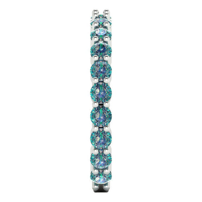 1.2 cttw Blue Moissanite Round Cut White Gold Eternity Wedding Band