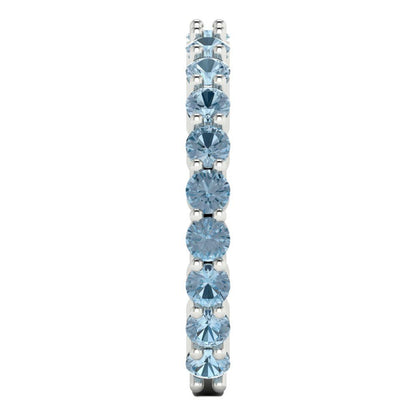 1.2 cttw Natural Sky Blue Topaz Round Cut White Gold Eternity Wedding Band