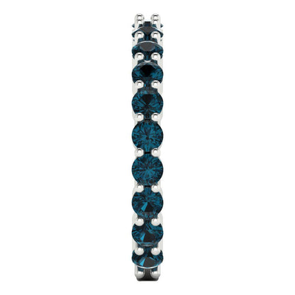 1.2 cttw Natural London Blue Topaz Round Cut White Gold Eternity Wedding Band