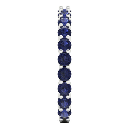1.2 cttw Simulated Blue Sapphire Round Cut White Gold Eternity Wedding Band