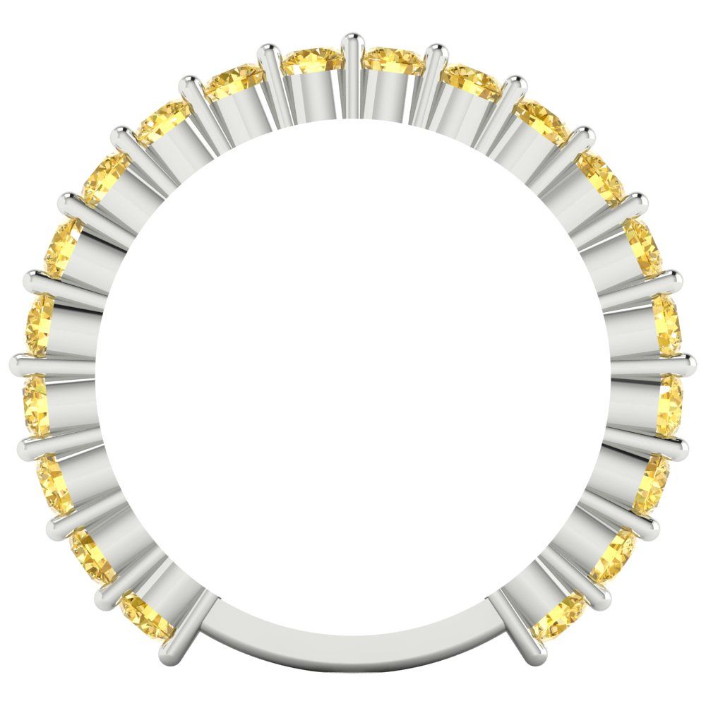 1.2 cttw Simulated Yellow Diamond Round Cut White Gold Eternity Wedding Band