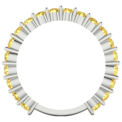1.2 cttw Simulated Yellow Diamond Round Cut White Gold Eternity Wedding Band