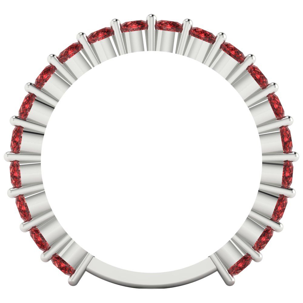 1.2 cttw Natural Garnet Round Cut White Gold Eternity Wedding Band