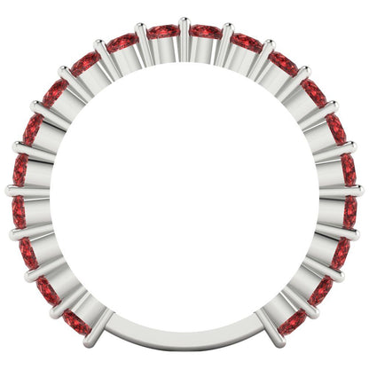 1.2 cttw Natural Garnet Round Cut White Gold Eternity Wedding Band