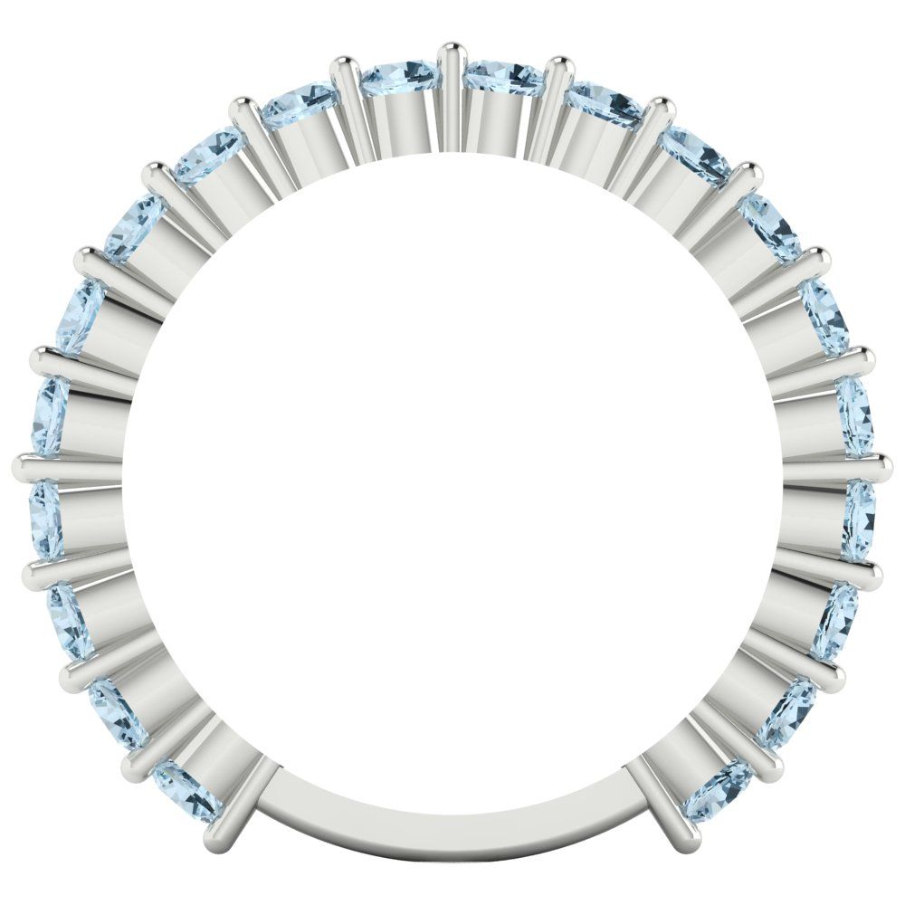 1.2 cttw Natural Aquamarine Round Cut White Gold Eternity Wedding Band