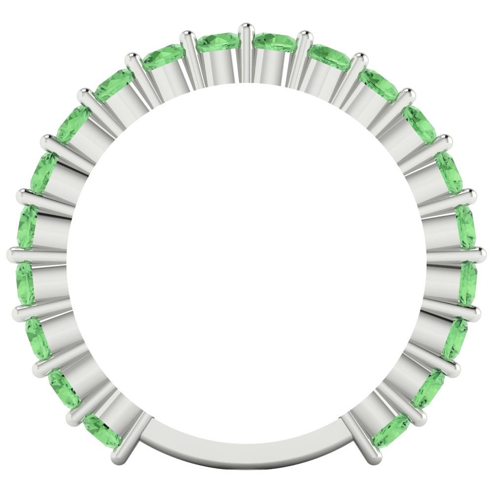 1.2 cttw Simulated Green Diamond Round Cut White Gold Eternity Wedding Band