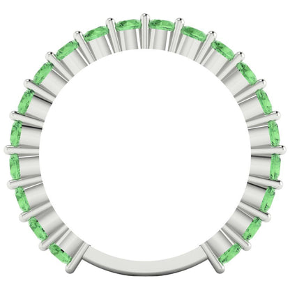 1.2 cttw Simulated Green Diamond Round Cut White Gold Eternity Wedding Band
