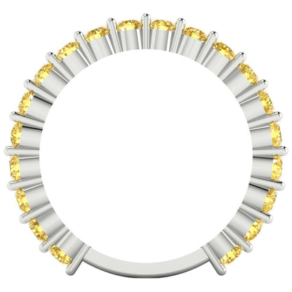 1.2 cttw Natural Citrine Round Cut White Gold Eternity Wedding Band