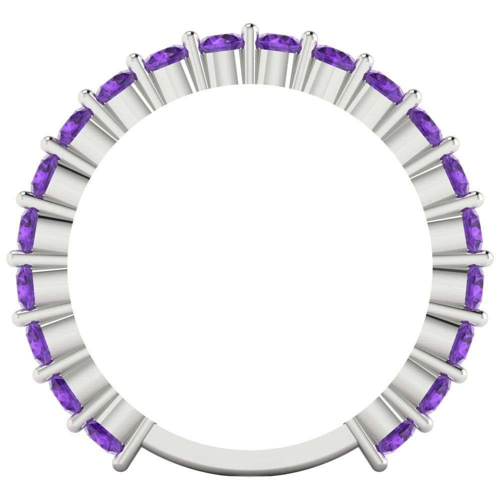 1.2 cttw Natural Amethyst Round Cut White Gold Eternity Wedding Band