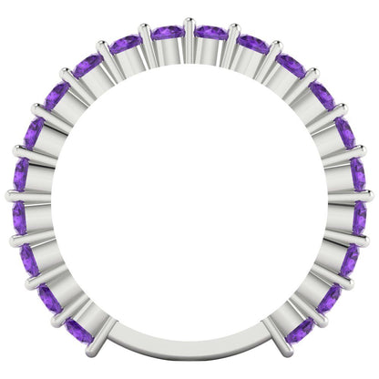 1.2 cttw Natural Amethyst Round Cut White Gold Eternity Wedding Band