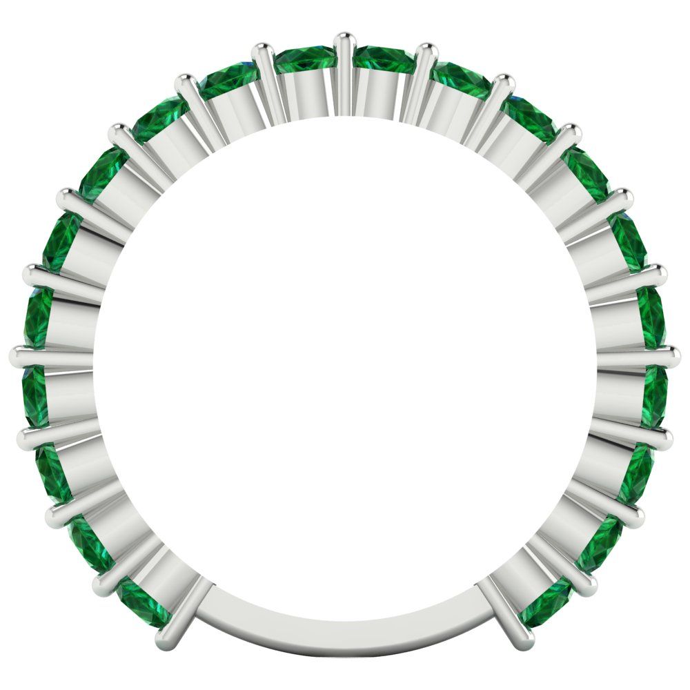 1.2 cttw Simulated Emerald Round Cut White Gold Eternity Wedding Band