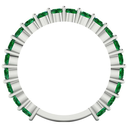 1.2 cttw Simulated Emerald Round Cut White Gold Eternity Wedding Band