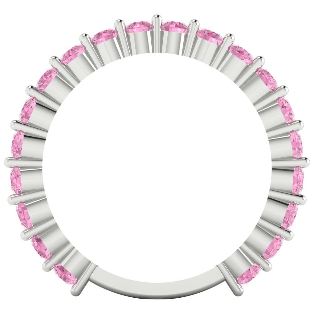 1.2 cttw Simulated Pink Diamond Round Cut White Gold Eternity Wedding Band