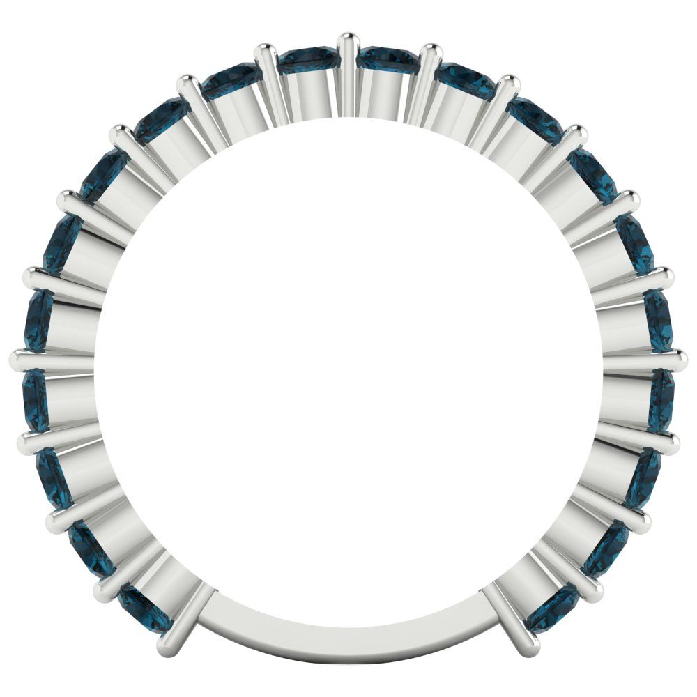 1.2 cttw Natural London Blue Topaz Round Cut White Gold Eternity Wedding Band