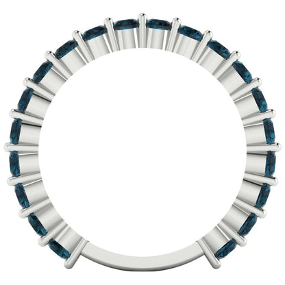 1.2 cttw Natural London Blue Topaz Round Cut White Gold Eternity Wedding Band