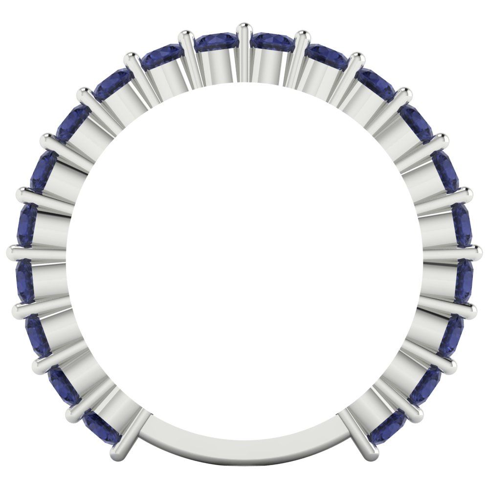 1.2 cttw Simulated Blue Sapphire Round Cut White Gold Eternity Wedding Band
