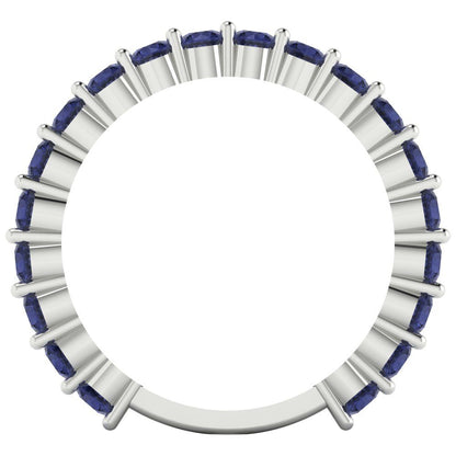 1.2 cttw Simulated Blue Sapphire Round Cut White Gold Eternity Wedding Band