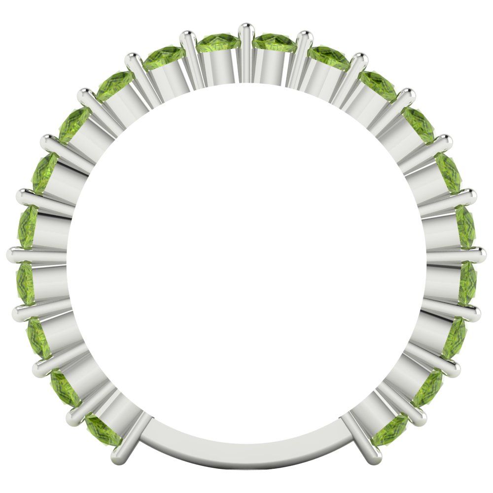 1.2 cttw Natural Peridot Round Cut White Gold Eternity Wedding Band