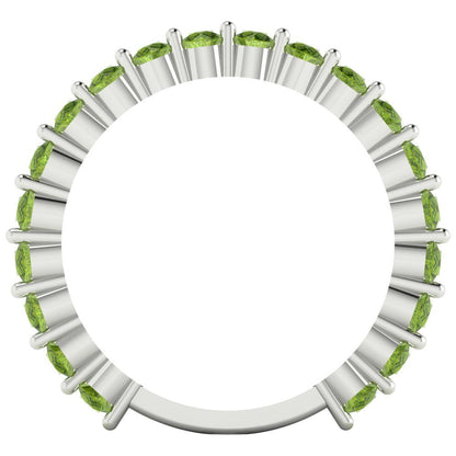 1.2 cttw Natural Peridot Round Cut White Gold Eternity Wedding Band