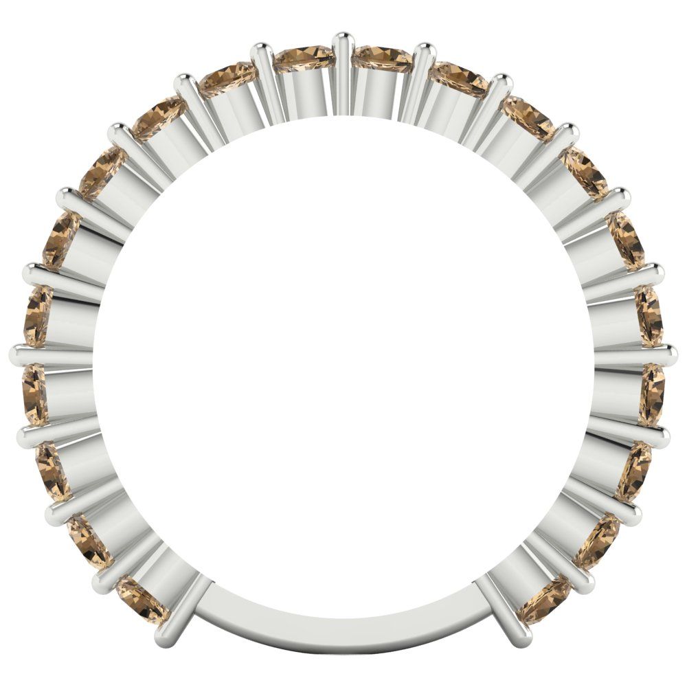 1.2 cttw Simulated Champagne Diamond Round Cut White Gold Eternity Wedding Band