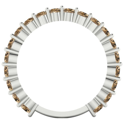 1.2 cttw Simulated Champagne Diamond Round Cut White Gold Eternity Wedding Band